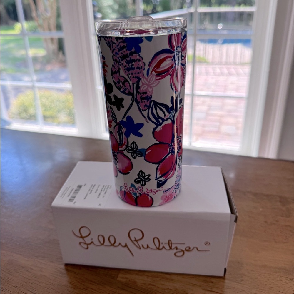 NWT Lilly Pulitzer Insulated Slim Tumbler 16.57oz Party Like A Lobstar - Picture 9 of 12